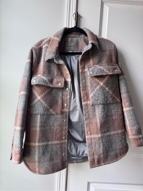 Blank NYC Plaid Shirt Jacket in Brown & Gray